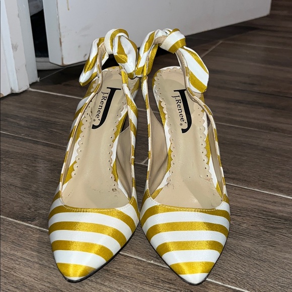 J.Renee Shoes - J.Renee Yellow and White Striped Heels